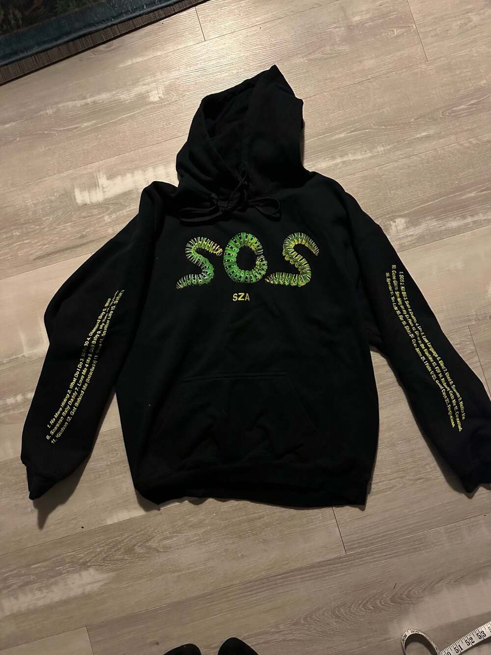 Sza sos Tour Black Hoodie with Caterpillar Graphics